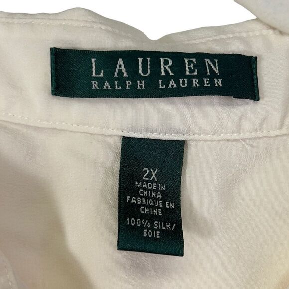 Ralph Lauren cream 100% silk button down green label - Picture 3 of 15